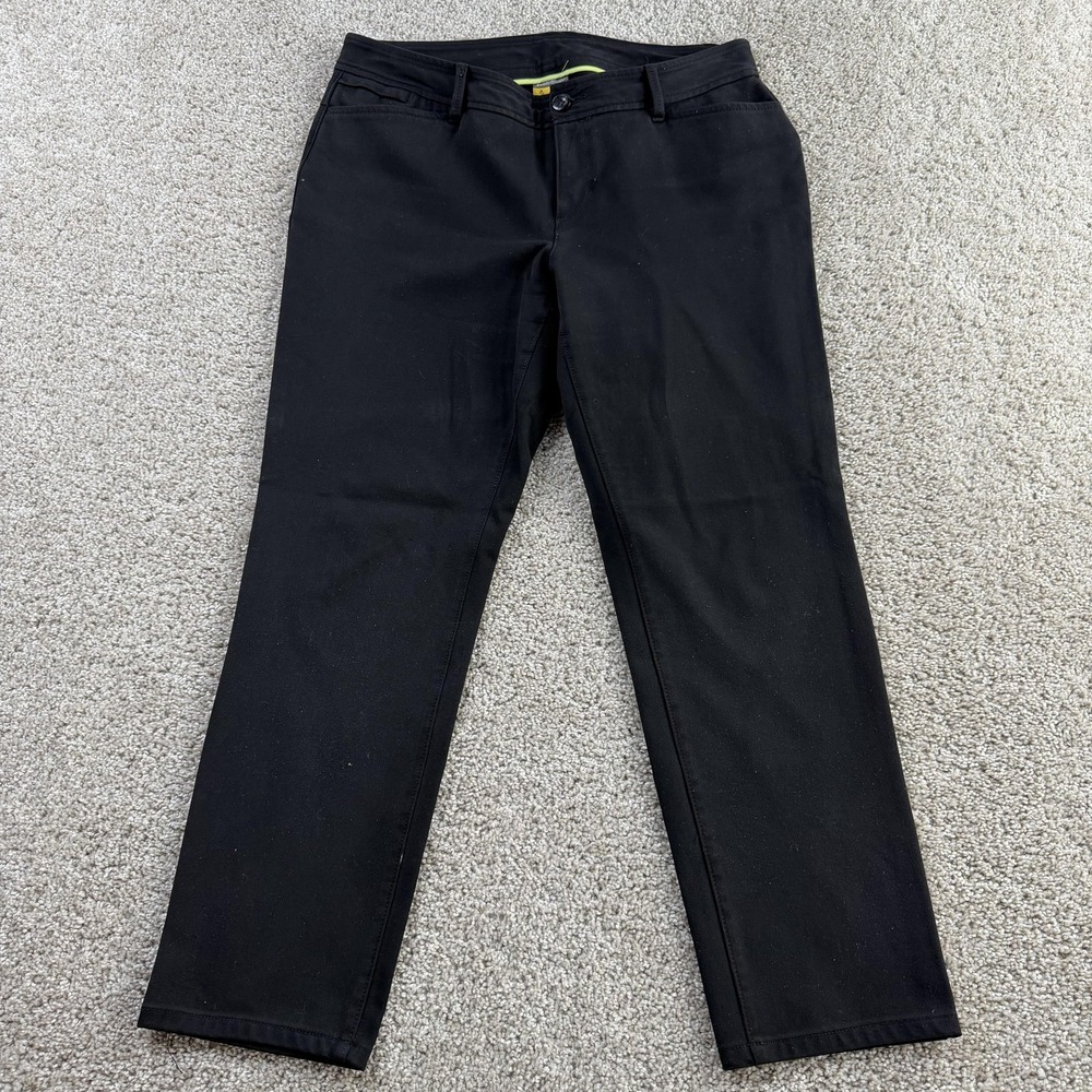 Eddie Bauer Dress Pants Womens P10 Black Twill Stretch Flat Front Work Office